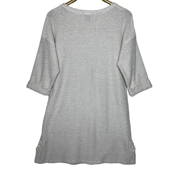 Robert Lewis Size Medium Ivory Chunky Knit Swim Cover Dress Beach Lace Up Sides - Picture 8 of 8